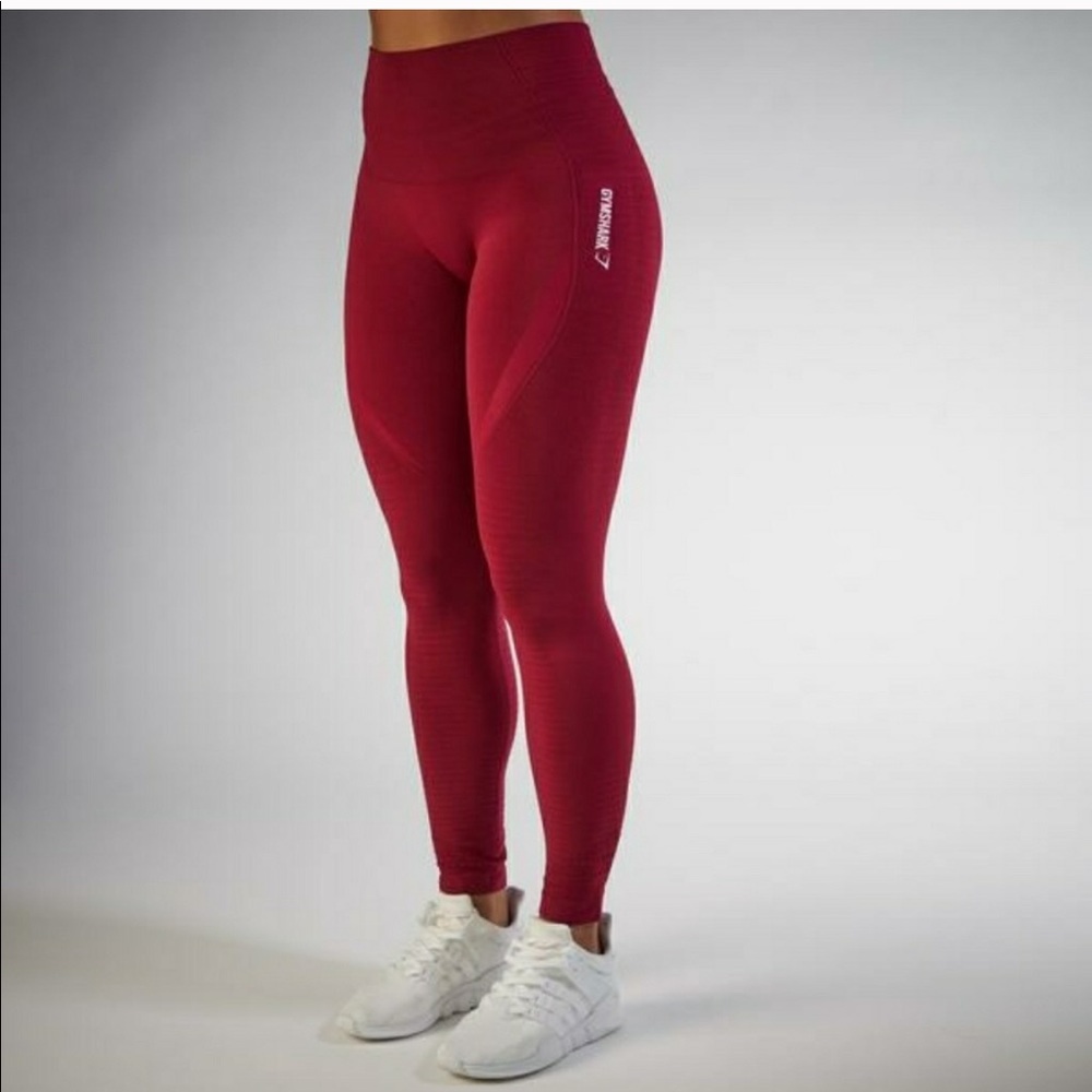 Large Beet Seamless Energy Leggings (has defects)